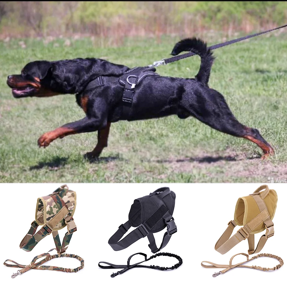 

Military Large Dog Harness And Leash Set Pet Training Vest Tactical German Shepherd Malinois Training Walking For Medium Large