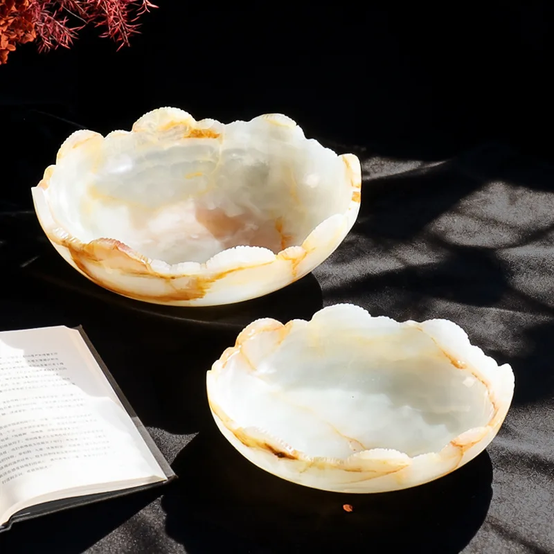 jade fruit plate Light luxury advanced storage decorative ornament Model room Living room entrance coffee table desktop