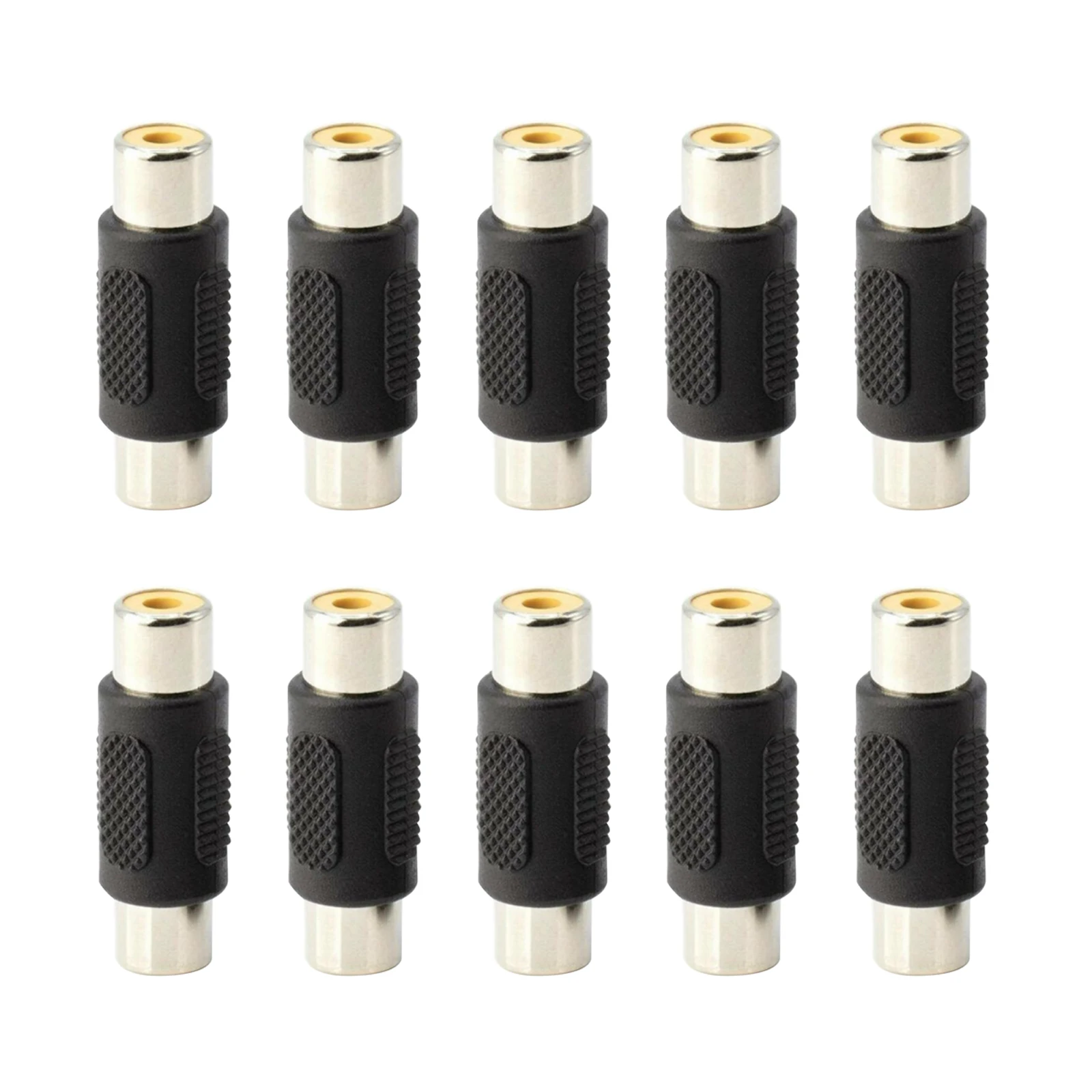 10Pcs/Set RCA Female to Female Jack Plug Connector Coupler Adapter Video Audio Extender Cord Cable Converter