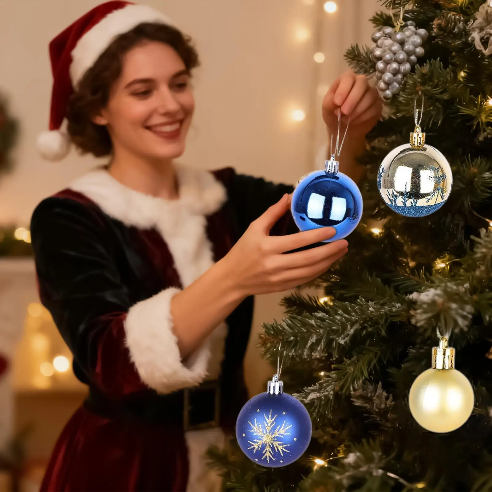 

Рождественские шары, окрашенные украшения, 2,36 дюйма с крючком, небьющиеся рождественские елочные украшения для елки, входная дверь в помещении, рабочее место