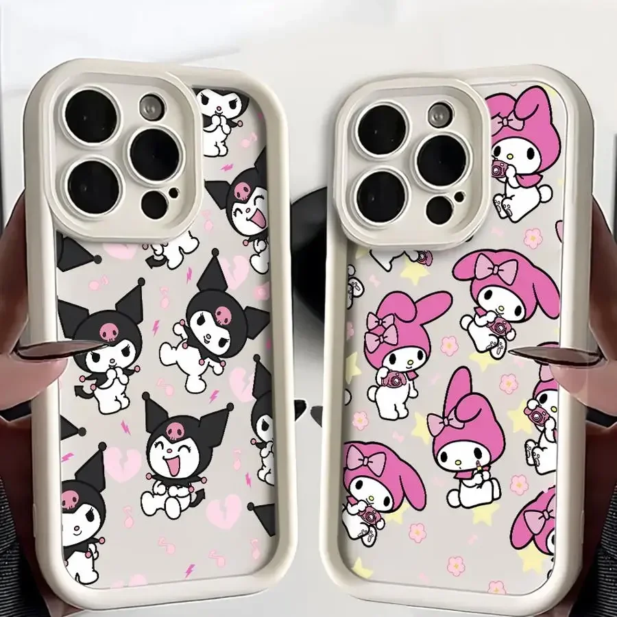 

Melody Friend Kuromi for iPhone 16 15 14 Plus 13 12 11 Pro Max 15Plus 16+ Phone Case Shockproof Soft Silicone Back Cover