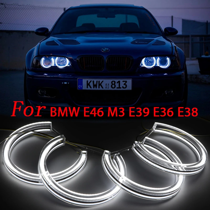 Crystal LED Angel Eyes dla BMW E46 M3 E38 E39 E36 Tuning reflektorów ksenonowych DTM Style Halo Rings DRL Daytime Light Retrofit 131mmx4