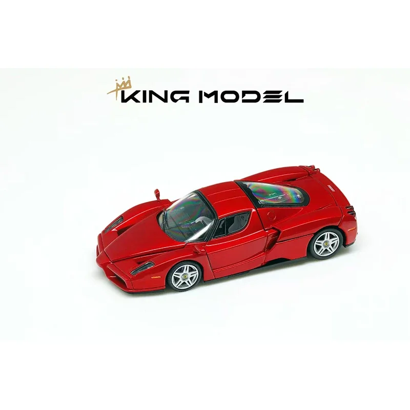 PreSale King 1:64 Enzo Metallic Red Openable Hood Diecast Diorama Car Model Toy