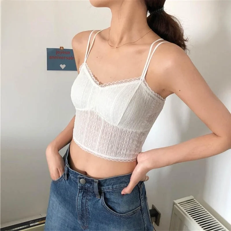 Spring Summer New Lace Wrap Chest Sports Bralette Women's No Wire Underwear with Chest Pad Girl's Strap Vest Women