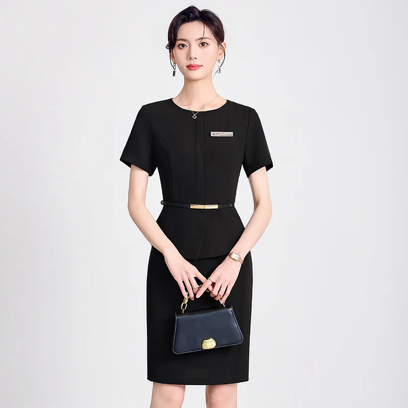New High-End Black Professional Dress for Women Summer Elegant Goddess Style Commuting Workplace Formal Workwear