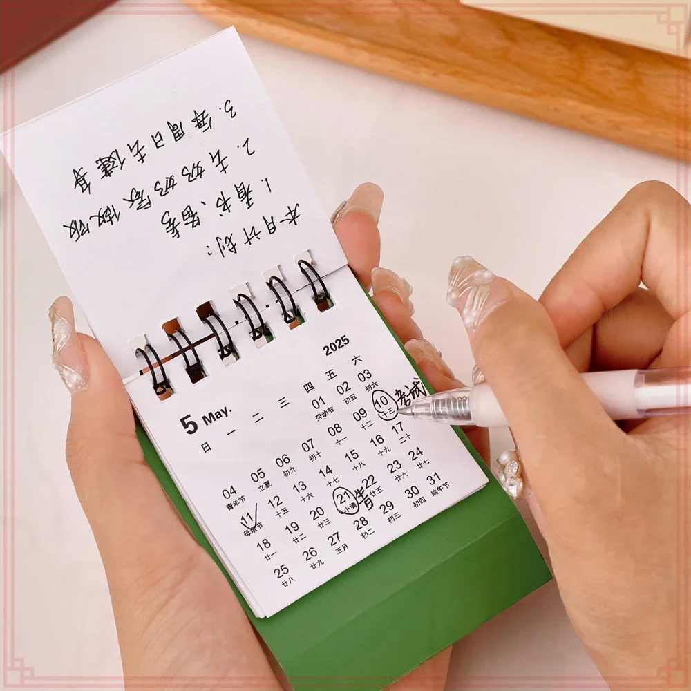 12 Pcs Wholesale 2025 Minimalist Desk Calendar Portable Desktop Decoration Punch Card Plan for School and Writing Supplies