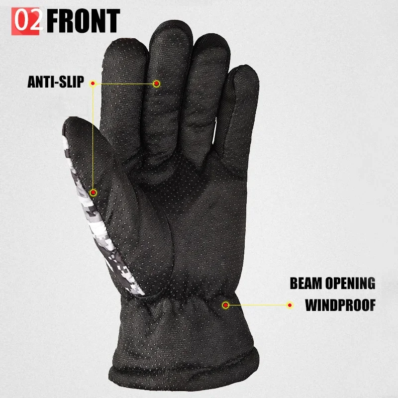 1 pair Winter Warm Camouflage Fishing Gloves Skiing Running Riding Mittens Windproof Fleece Camo Cycling Full Fingers Mittens - Image 4