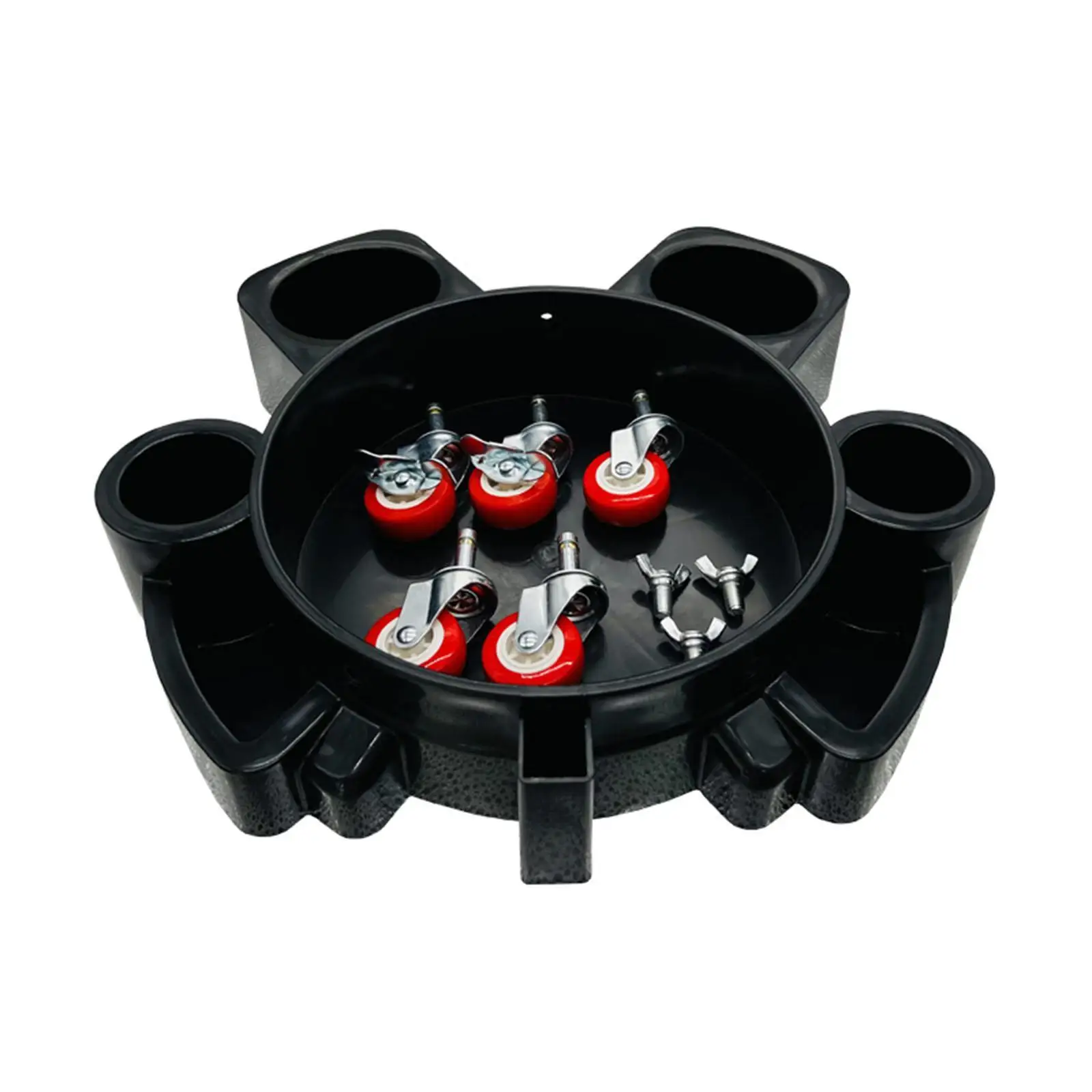 Black Plastic Bucket Dolly Car Wash Accessories Multipurpose Rolling Cart for Construction and Home view 3