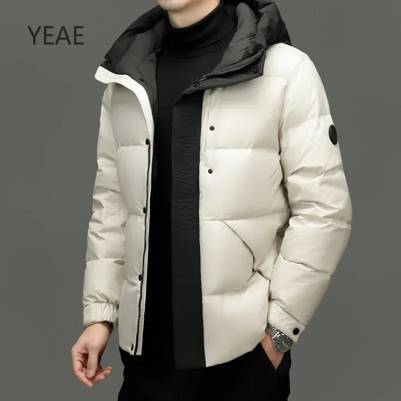 YEAE-Doudoune Courte à Capuche pour Homme, Rembourrage en Duvet de Canard, Vêtements de Styliste, Vestes Rembourrées Légères, Combinaison pour Homme, Sac Décontracté