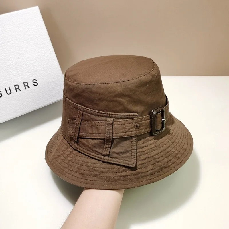 

Designer Brand Fashion Women Belt Buckle Bucket Hat Spring Summer Sunscreen Fisherman Hat Luxury Panama Flat Top Beach Sun Hats