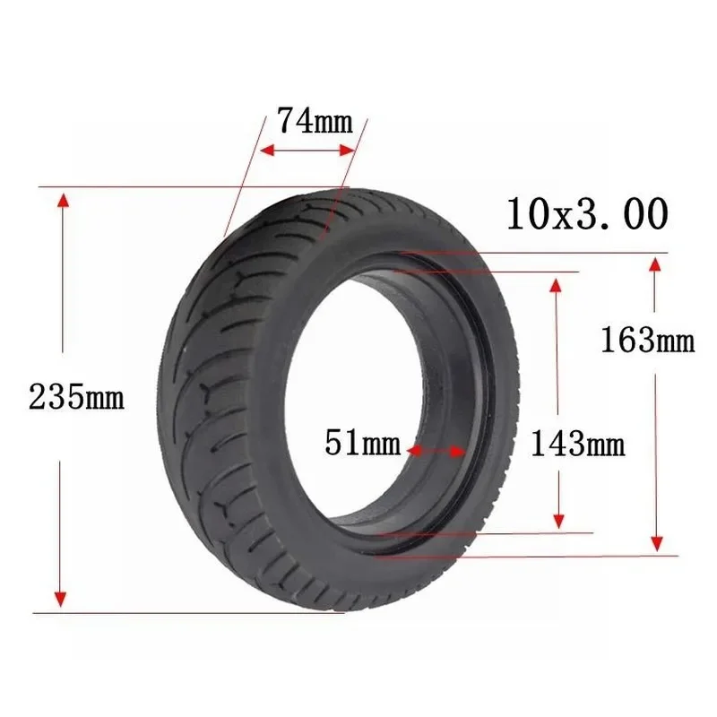 10 Inch Electric Scooter Tire 10x3.0 Solid Tire Thickened Explosion Proof Outer Tube for KuGoo M4 Pro E-Bike