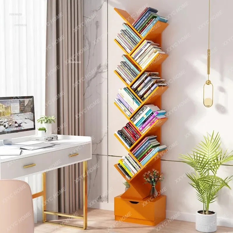 

Light Luxury Children's Bookcases Shelves Home Furniture Floor Tree-shaped Bookshelves Simple Small Living Room Bookcase Storage