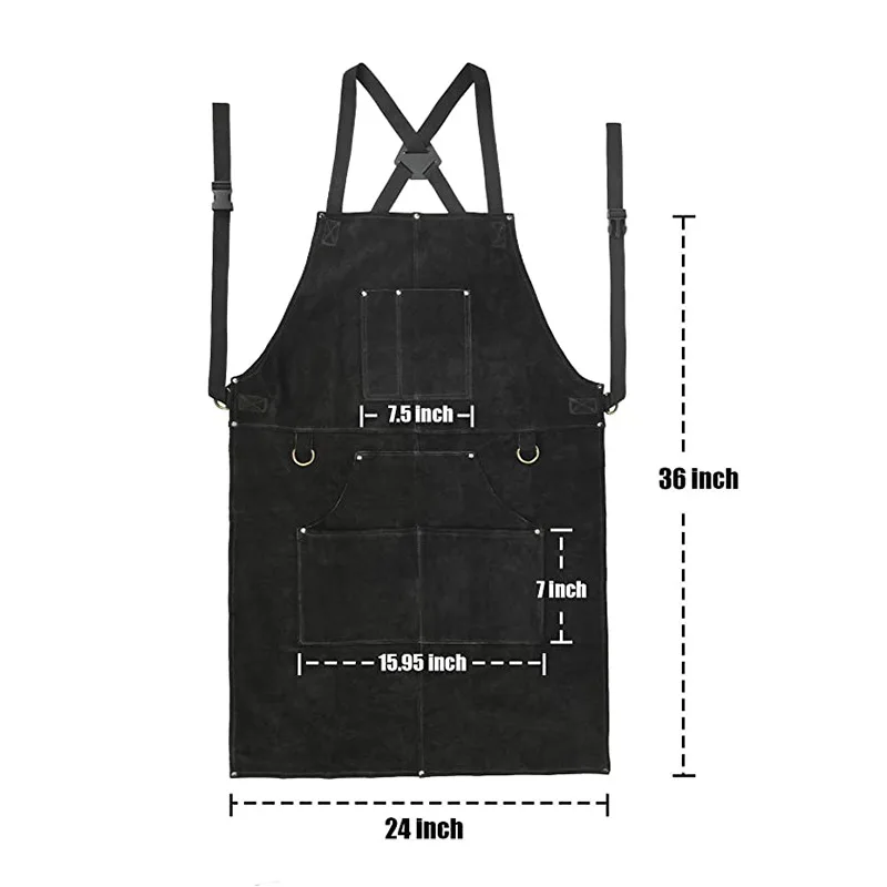 Lederen Lasschort Hittevlambestendig Heavy Duty Werk Smidse Schort Met 6 Zakken 42Inch Groot