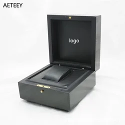 High End Solid Wood Brand Customized Logo High-end Automatic Watch Packaging Box Wooden Shiny Flip Watch Case Storage Display