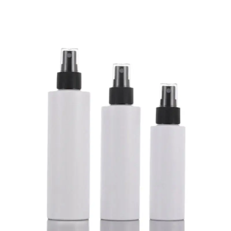 

20Pcs Empty Toner Spray Bottle 100ml 150ml 200ml White Plastic Flat Shoulder Black Pump Cosmetic Packaging Refillable Bottles