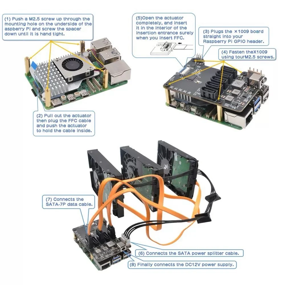 

Плата расширения ABAN X1009 PCIe на 5 портов Shield HDD Плата расширения SATA3.0 для 5