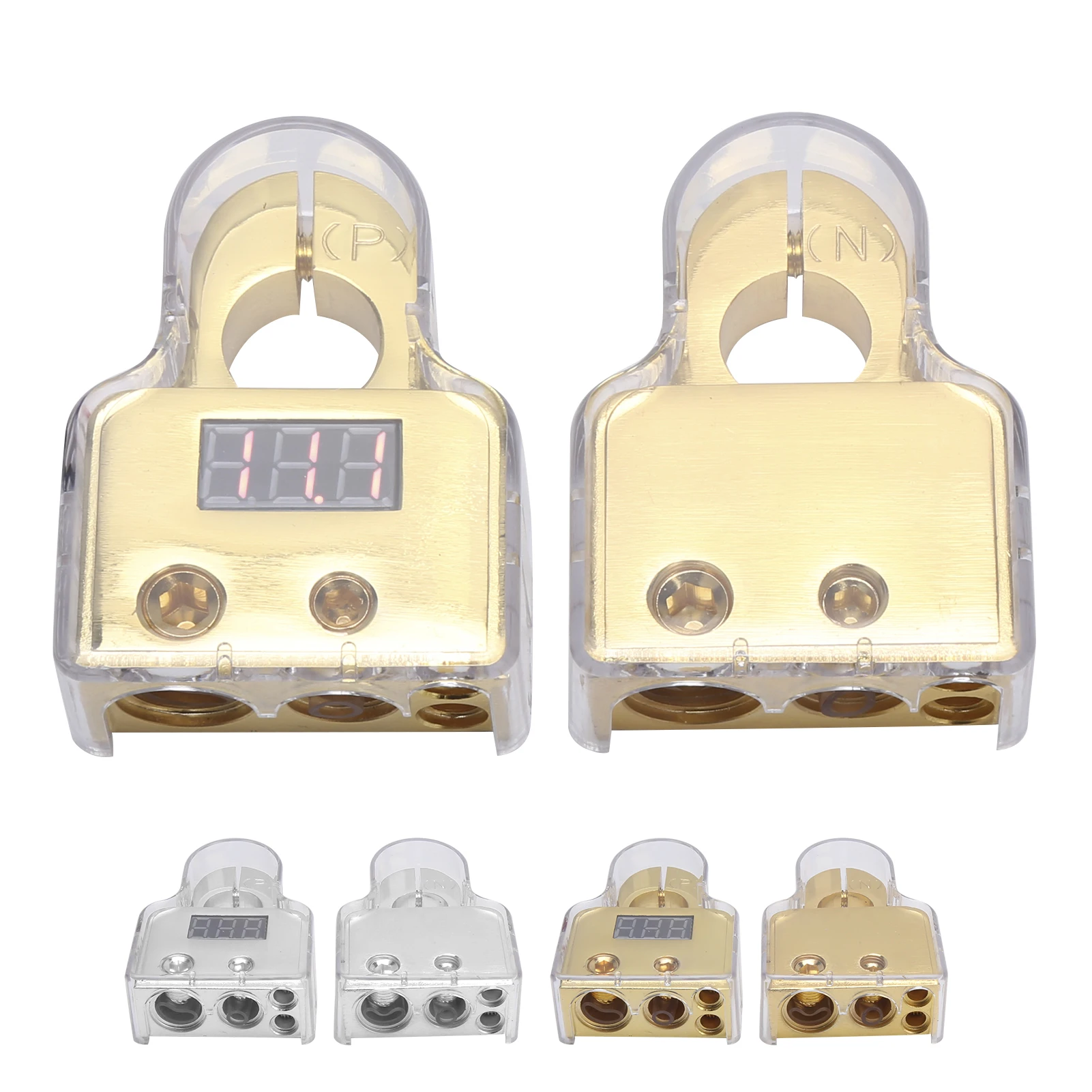 

Клеммы для автомобильного аккумулятора, комплект разъемов для аккумулятора с цифровым вольтметром, стандартные клеммы 0/4/8/10 AWG