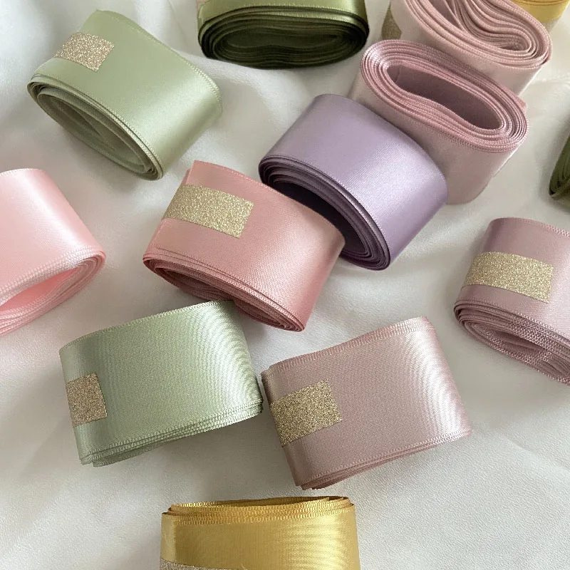 Silk Satin Ribbon Roll 25 40mm DIY Artificial Silk Rose Mauve Beige Wedding Party Decoration Gifts Scrapbooking Crafts Supplies