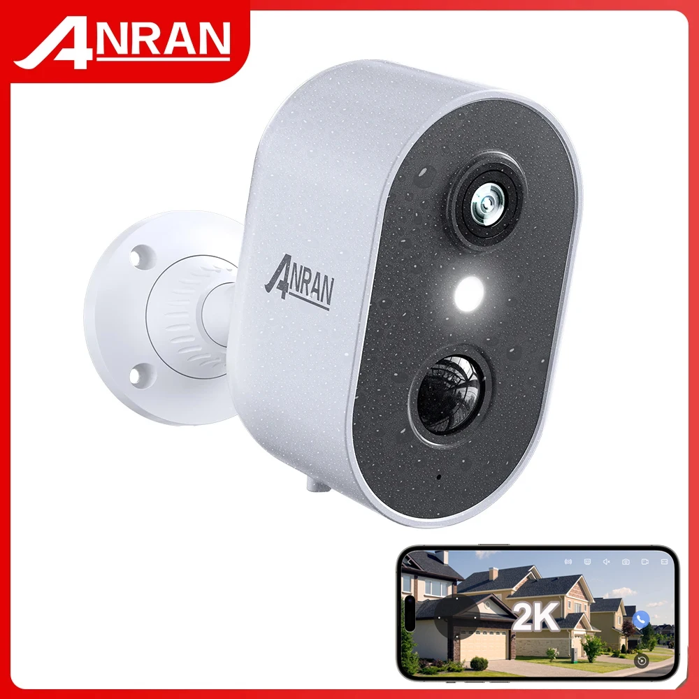 ANRAN 2K 3MP Battery Camera PIR Detection 2.4Ghz WiFi Color Night Vision Wireless Outdoor Surveillance Security Camera Spotlight