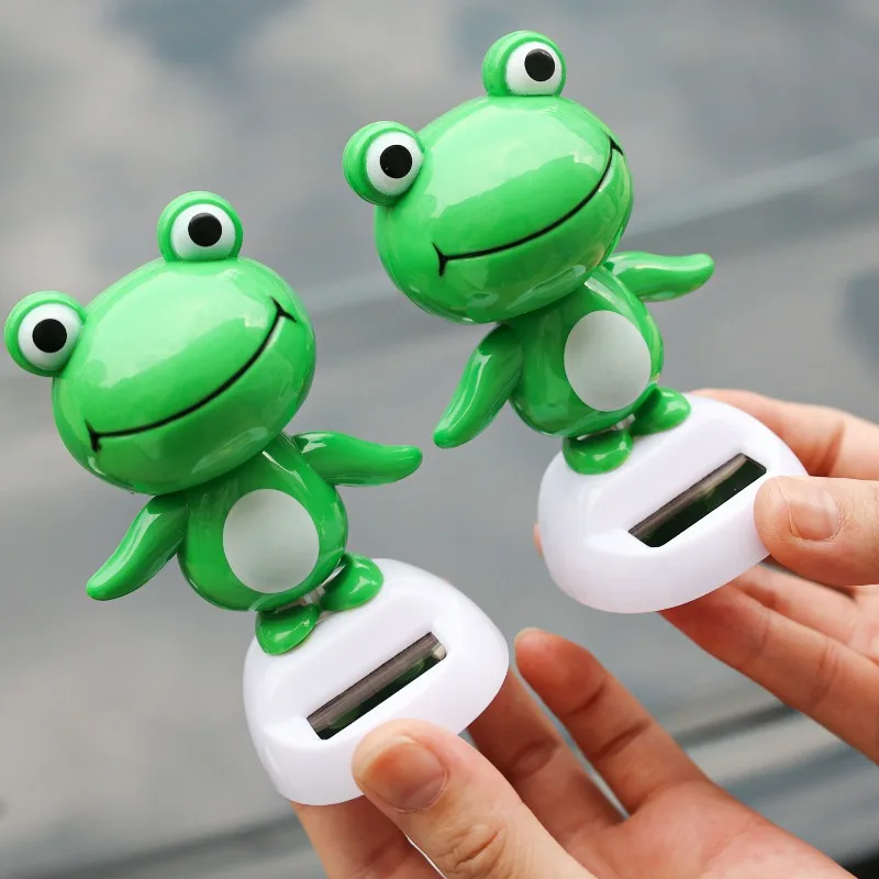 تعمل بالطاقة الشمسية Nodding الضفدع الحلي لسيارة لوحة القيادة ديكور مضحك هدية لعبة أطفال لا حاجة بطارية تتحرك التلقائي حلية