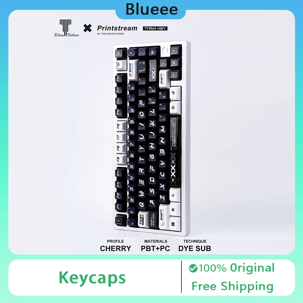 

Titan Nation Printstream Keycaps Cherry Profile Key Cap PBT Side Carving Transparent Point 151Keys for Wooting Customized Gift