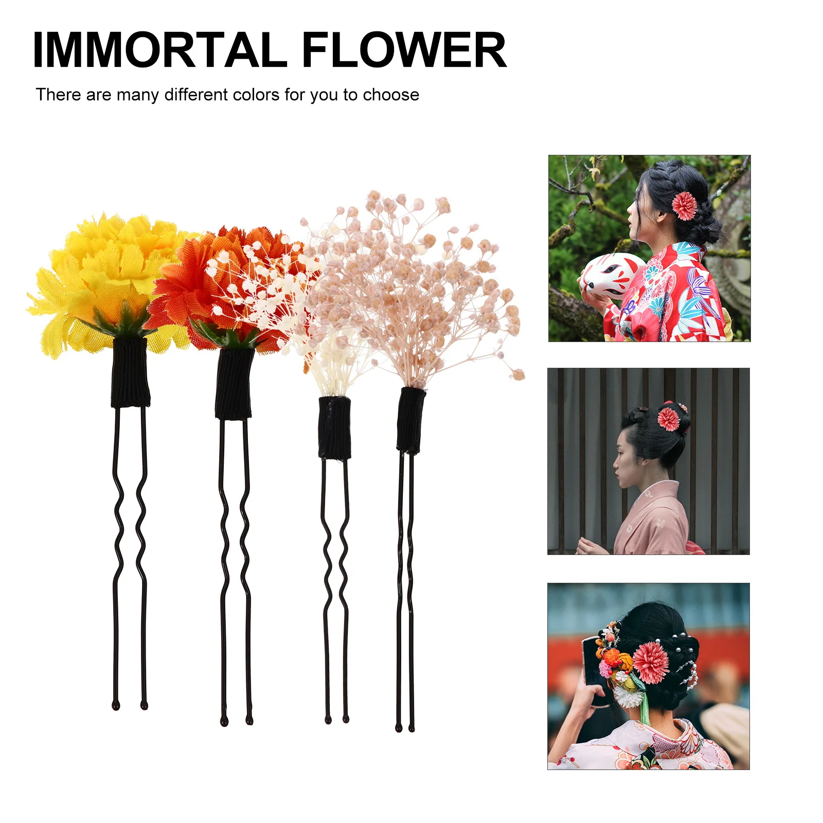 

1Set Flower Headdress Kit Plastic Material Durable Elegant Hair Accessory Girls Women Japanese Style Ornament Hair Decor