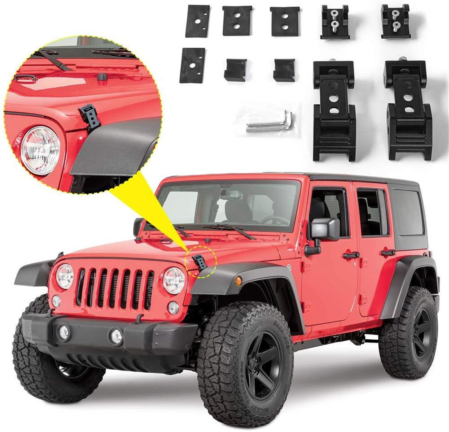 Car Engine Lock Hood Latch Catch Bonnet Cover for Jeep Wrangler JK 2011-2018 Engine Lock Replacement Auto Exterior Accessories