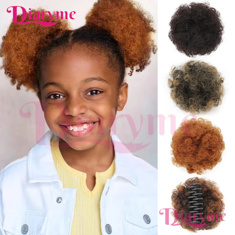 

1PC Bun Synthetic Wig Children's Wig Grip Style Fluffy Natural Small Curly Hair Bun Wig Suitable for Novice Daily Wear