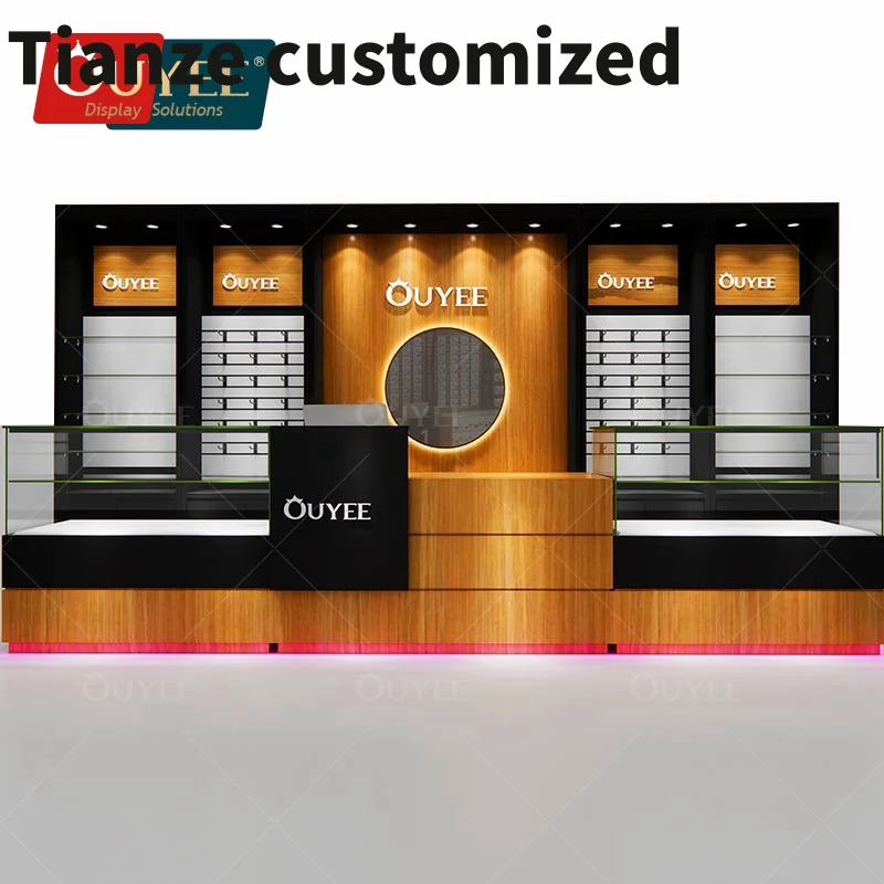 

Customized-Factory Manufacturing Custom Unique Retail Store Decoration Glass Shelf Display Kiosk Display Showcas