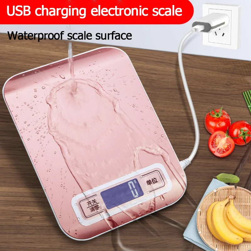 5kg/10kg Digital Kitchen Scale LCD Display Stainless Steel Electronic Scales Home Jewelry Food Snacks Weighing Baking Tools