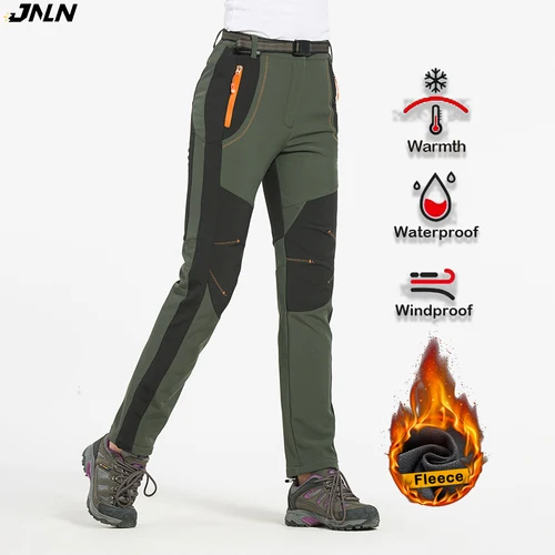 JNLN, pantalones de lana de invierno para mujer, pantalones cálidos impermeables para senderismo, Camping al aire libre, escalada, esquí, pantalones de lluvia a prueba de viento de concha suave