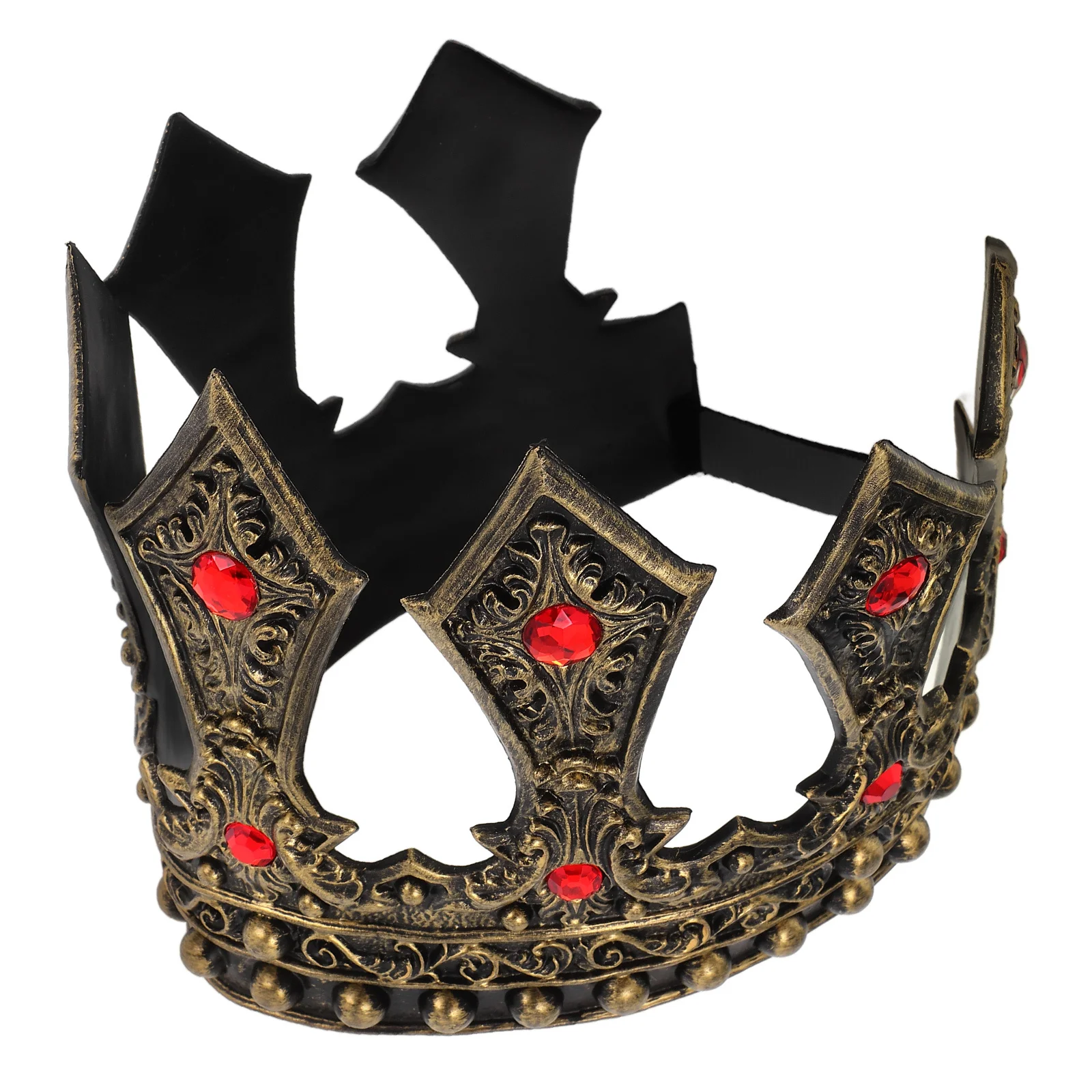 Rhinestone King Crown Adjustable Costume Headdress For Men Boys Birthday Halloween Cosplay Party Medieval Accessory