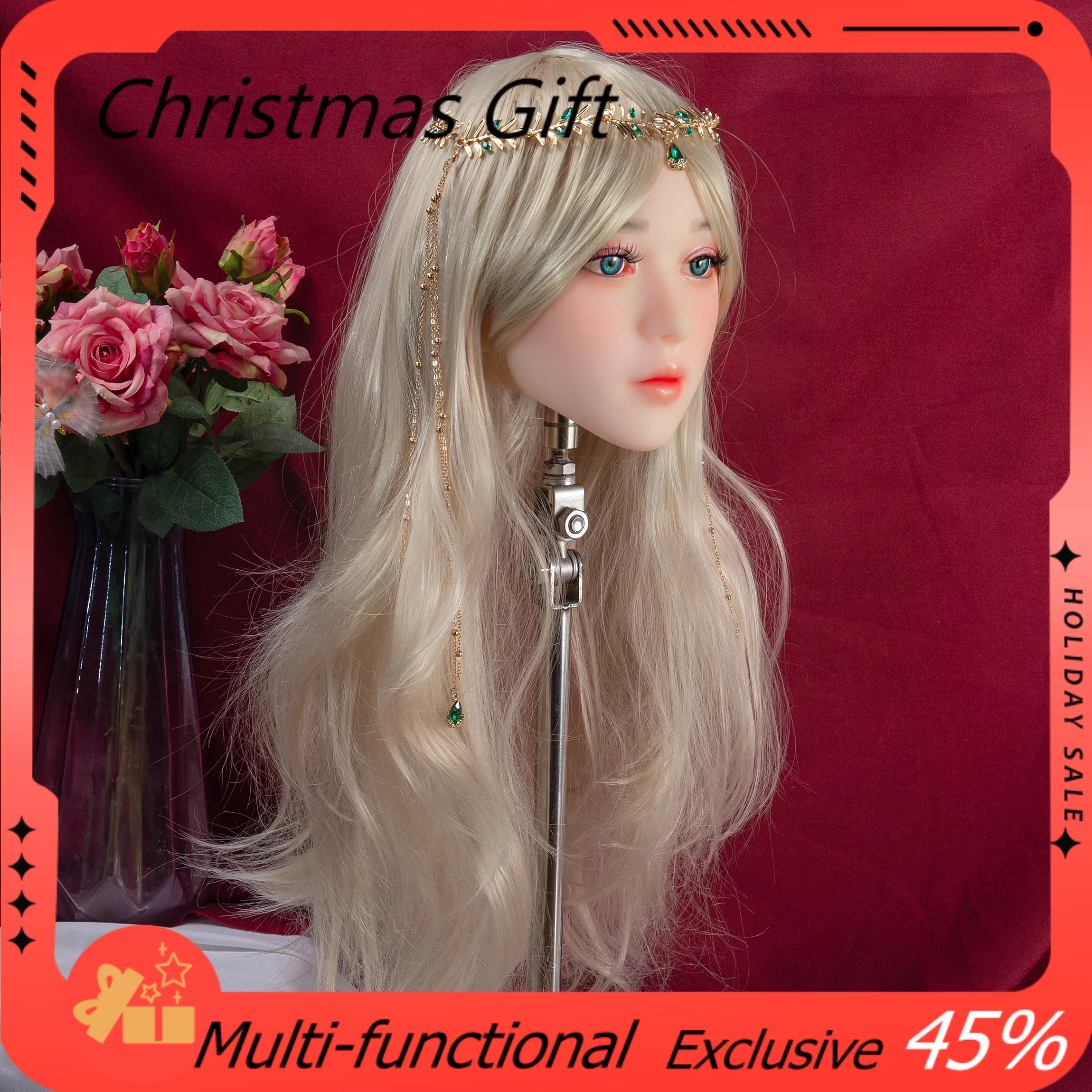 Silikon-Display-Modellkopf, männliches Spielzeug für Erwachsene, Echthaar- und Augenbrauen-Transfertechniken, passend zu verschiedenen Körpers