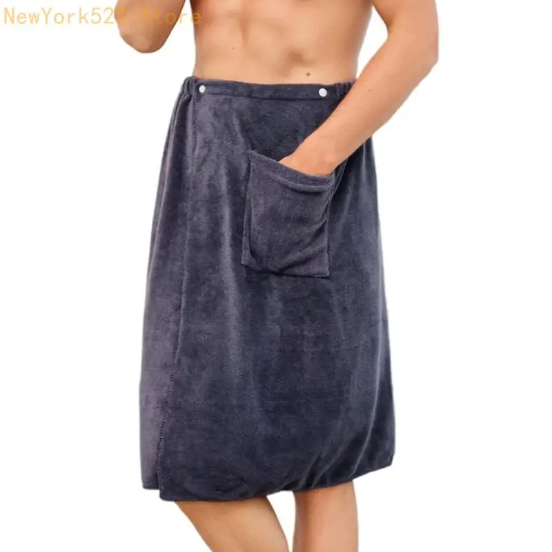 Man Wearable Bath Towel with Pocket Swimming Beach Towel Blanket Bath Wrap Towel N84C