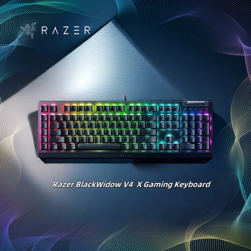

Механическая игровая клавиатура Razer BlackWidow V4 X с RGB-подсветкой, 6 макроклавиш, многофункциональное колесо прокрутки, медиаконтроль