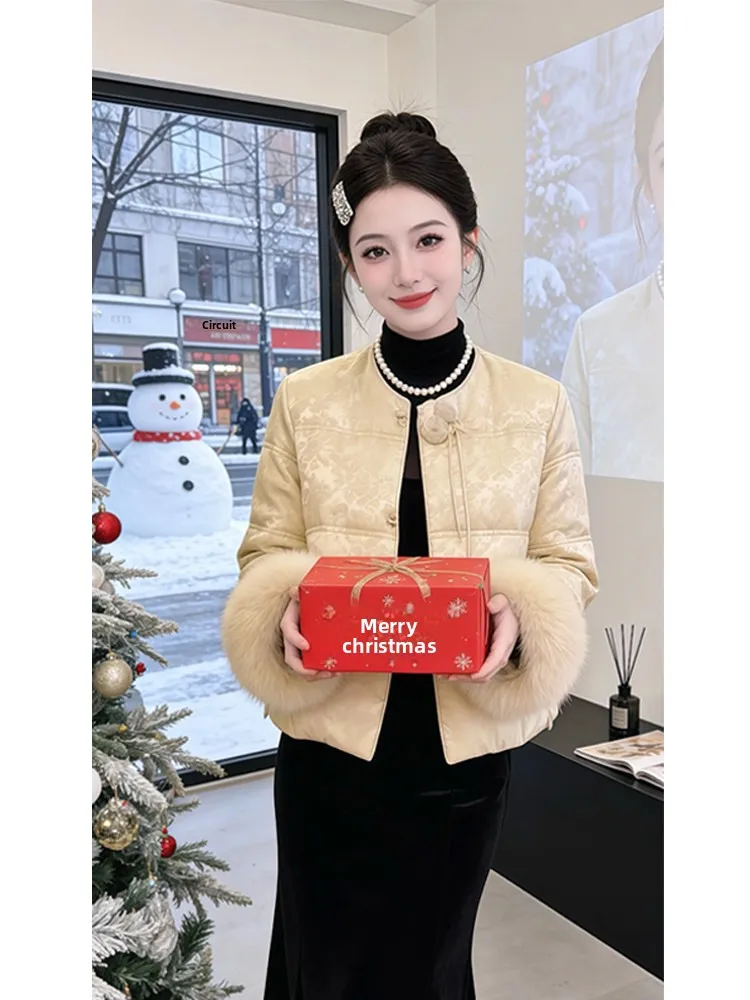 

New Chinese Sle Women's ort Cotton Jaet Loose Faionable Versatile Warm Stand Collar Winter New Arrival Cotton Coat