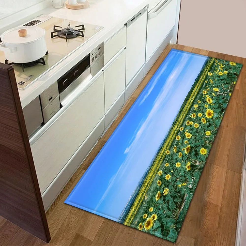 Sunflower Field Pattern Home Kitchen Floor Mat Door Decoration Floor Mat