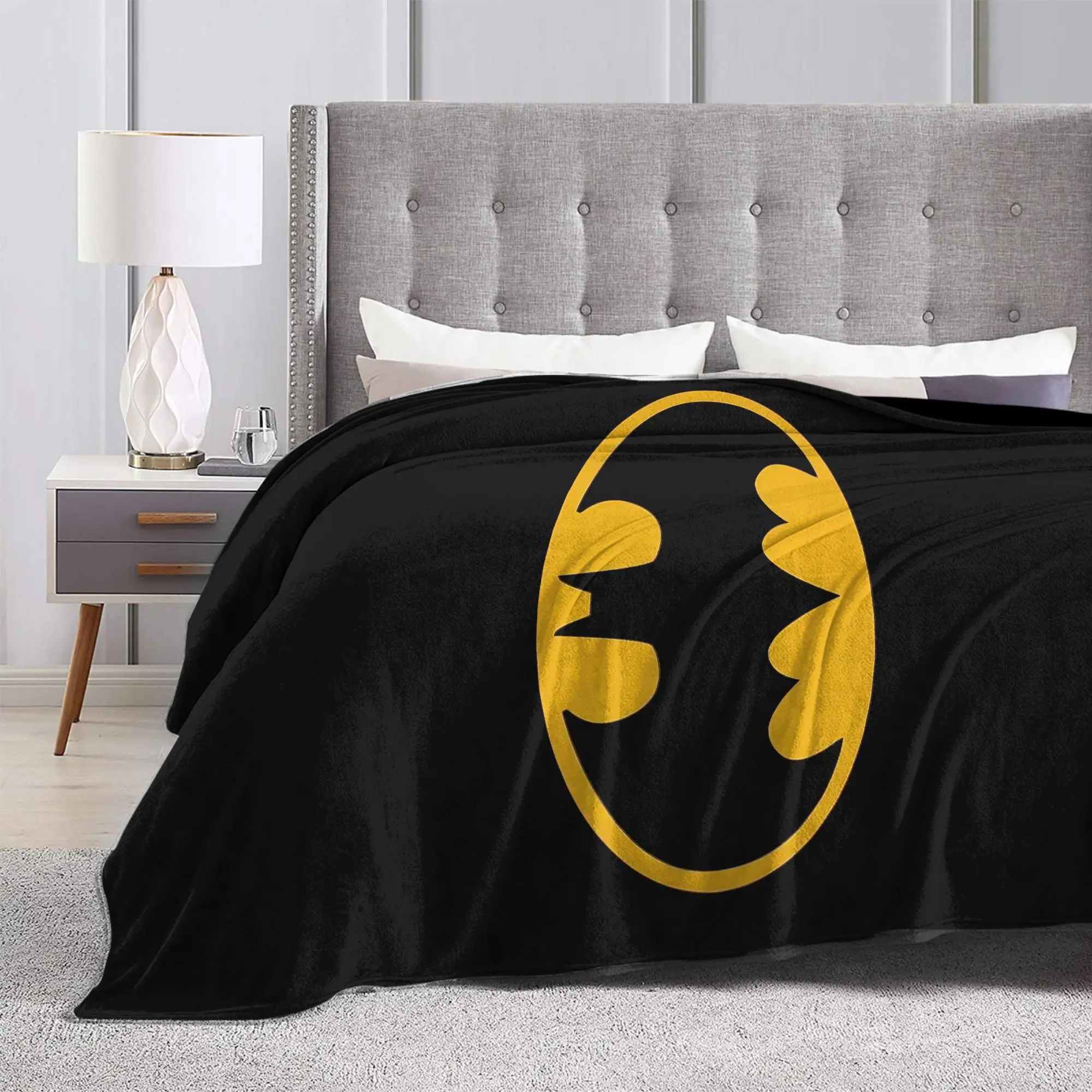 Batmans Logo Anime  Coral Fleece Plush Throw Blanket Blankets for Sofa Travel Lightweight Thin Bedroom Quilt, view 3