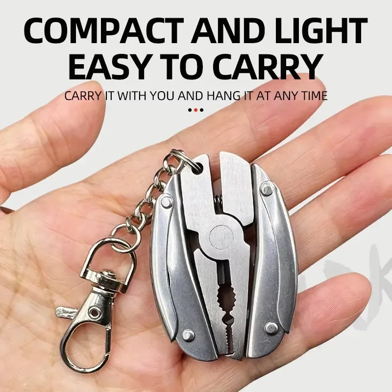 EE1 for Stainless Steel Multifunctional Pliers Portable Mini 6-in-1 Folded Pliers Fishing Tool