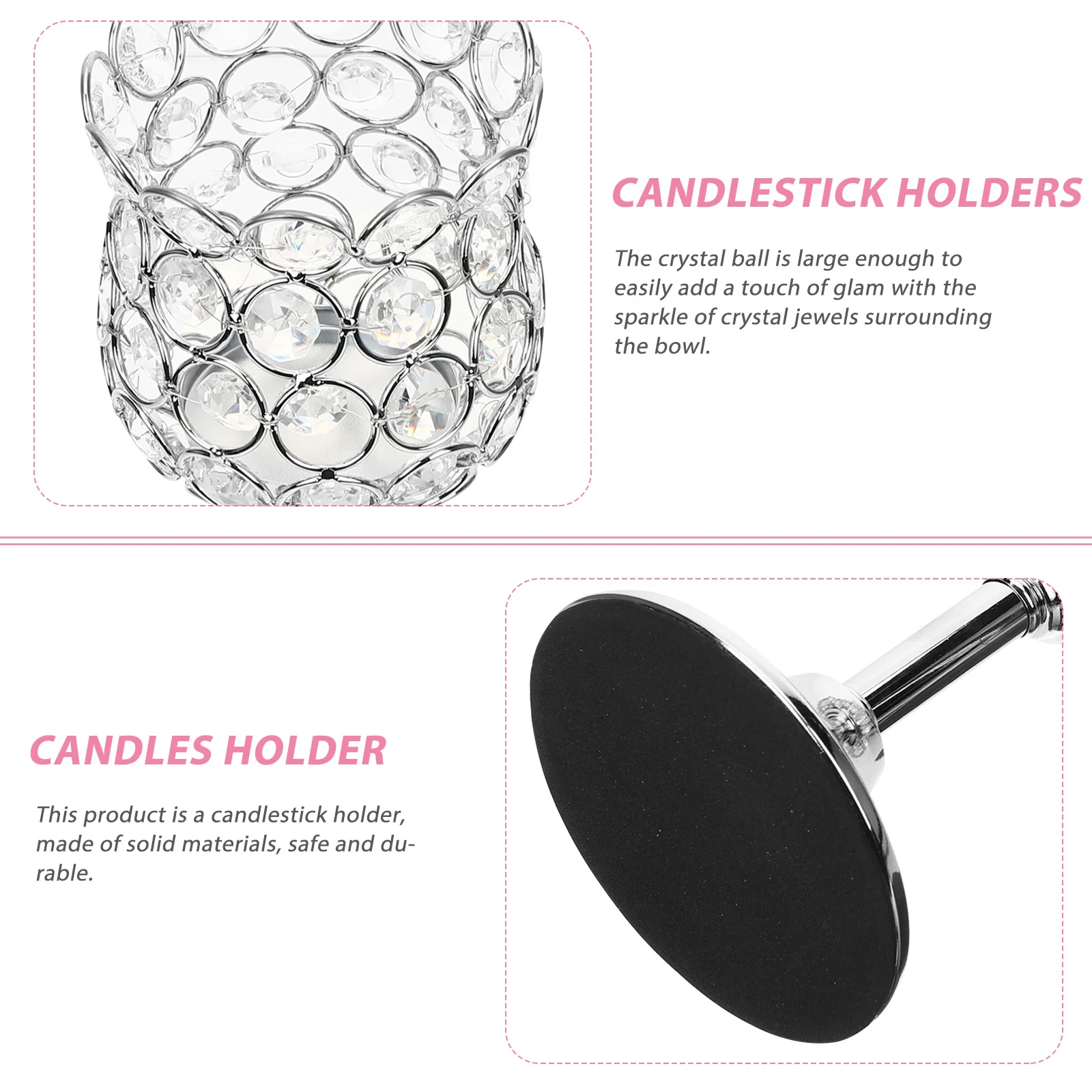 

Crystal Candlestick Holder 22cm European Style Anti-Rust Decorative Holder for Table Tealight Flameless