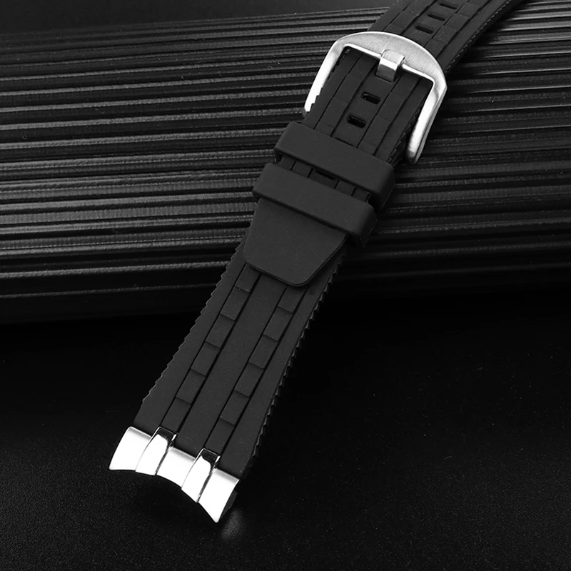 24mm Rubber Curved End Watchband For Citizen Sky Eagle JY8051-08E Y8051-08 JY8058 JY8059 JY8068 Bracelet Steel End Link Strap