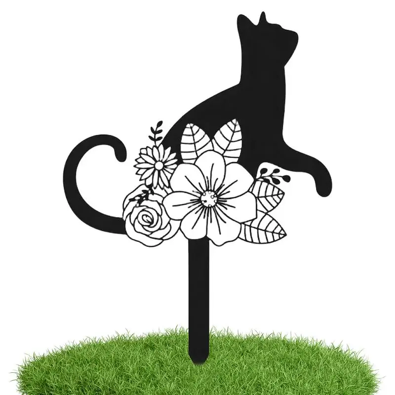 

Cat Decorative Garden Stakes Decorative Animal Art Lawn Silhouette Weather Resistance Animal Shape Stake For yard Garden Decor