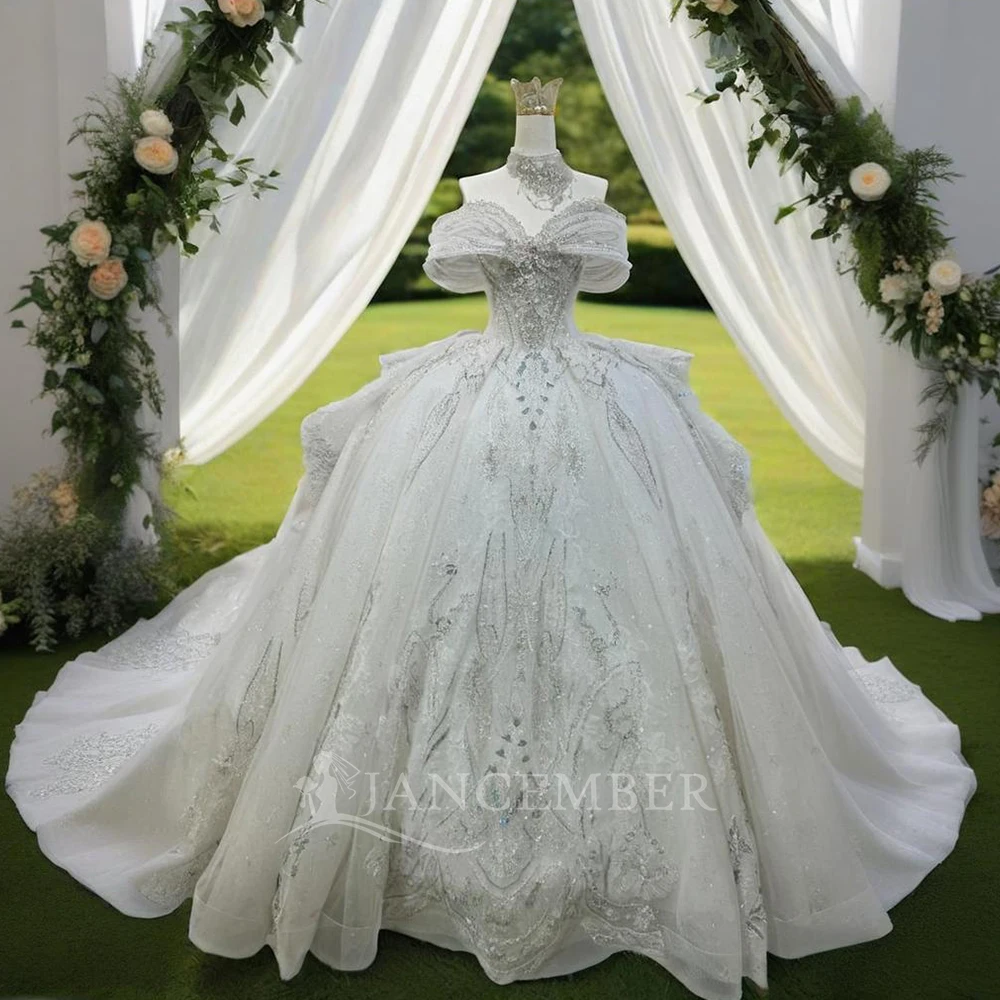 

Jancember Wedding Dress Ball Gown Gorgeous Sweetheart Beaded Organza Bride 2024 Royal Train Fashion Princess Vestido de Noiva