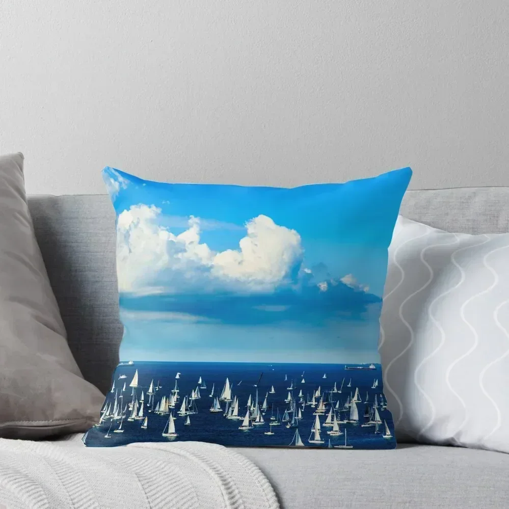

The Barcolana regatta in the gulf of Trieste Throw Pillow autumn pillowcase Pillows Aesthetic pillow