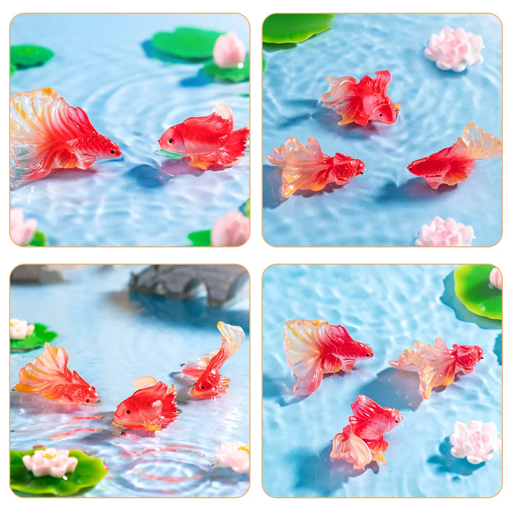 6Pcs Mini Goldfish Resin Small Fish Figures for Micro Landscape Garden Aquarium Decorations Fairy Garden Accessories