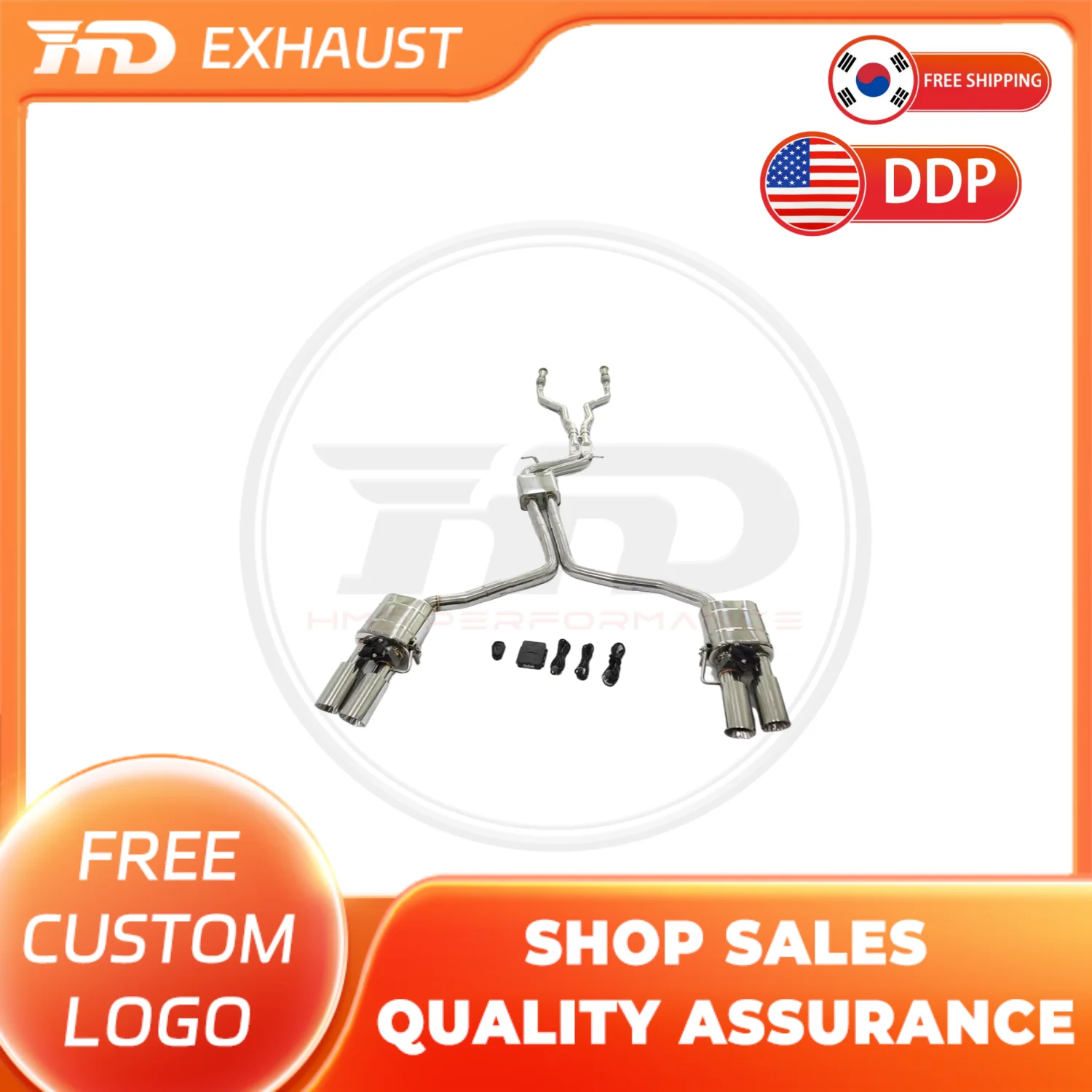 

HMD Exhaust System Stainless Steel Performance Resonant tube Catback exhaust for AUDI S4 S5 B8 4.2L Muffler With Valve
