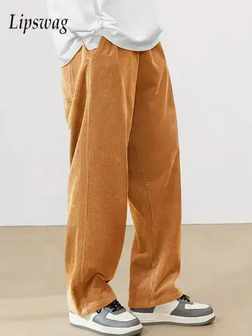 2025 봄 가을 캐주얼 바지 남성용 streetwear 패션 솔리드 컬러 립 코듀로이 바지 남성 레저 루즈 스트레이트 바지