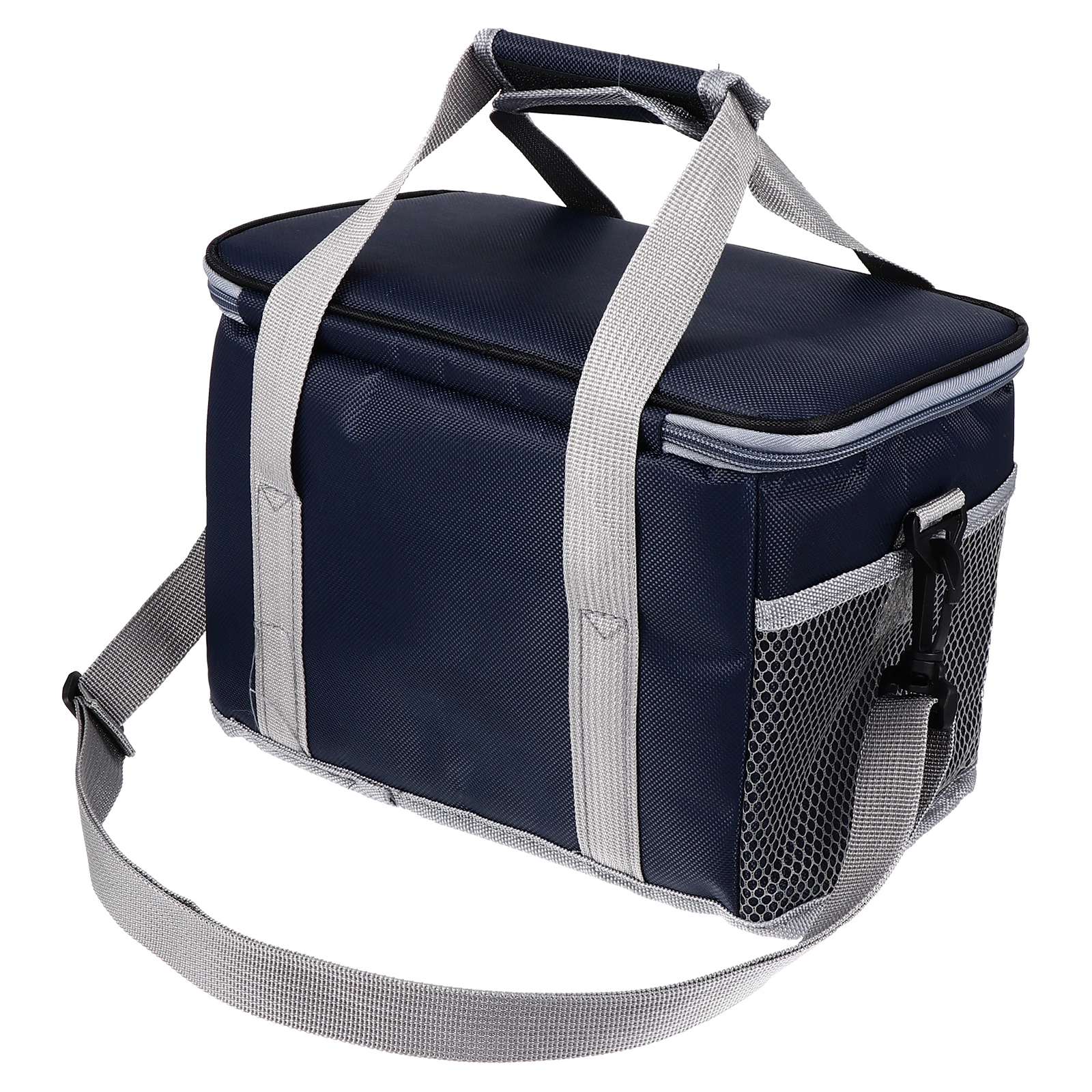 

Waterproof Insulation Lunch Bag Portable Tote Navy Cloth Multi Layer Thermal Heat Preservation Shoulder