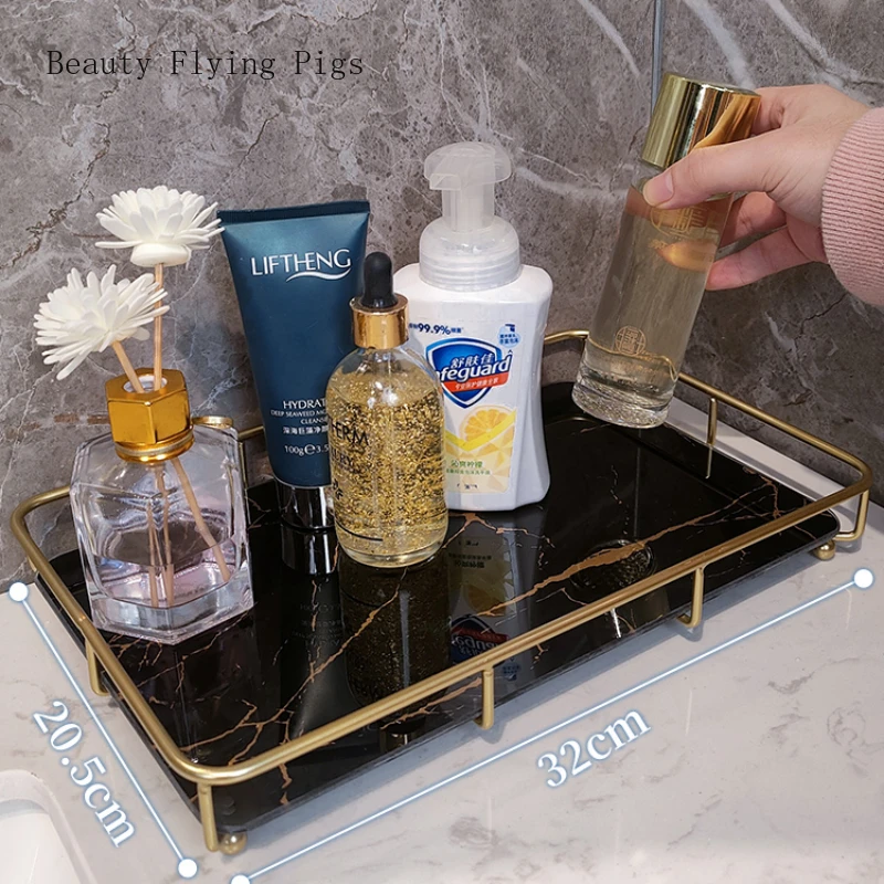 European style minimalist ceramic tray, hotel bathroom countertop storage rack, aromatherapy storage tray  Desktop storage