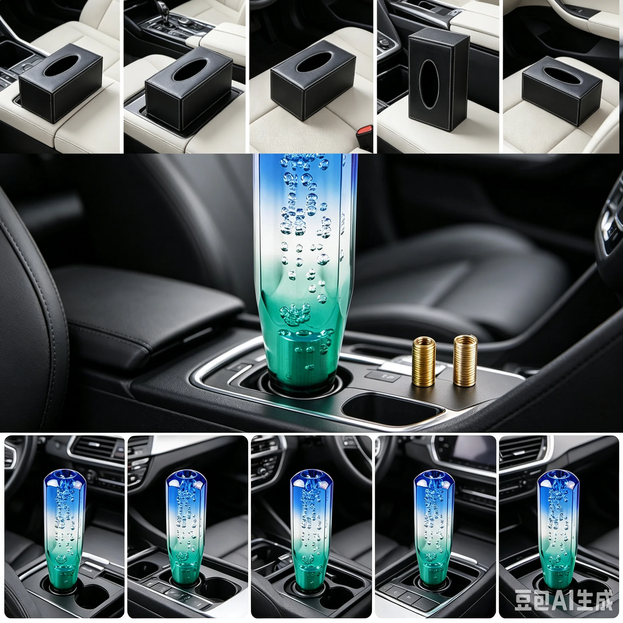 Universal 15cm Green Car Stitching Color Multicolor Gear Shift Knob Crystal Bubble Gear Shift Knob Colorful Shifter Lever